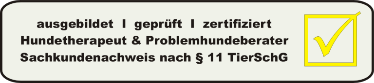 Zertifikat für geprüften Hundetherapeuten mit Bestätigungscheck.